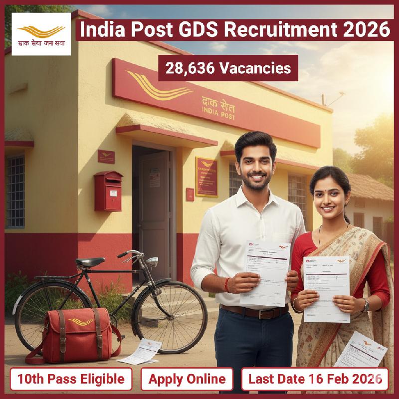 इंडिया पोस्ट ऑफिस जीडीएस भर्ती 2026: 28,636 पदों पर निकली बंपर वैकेंसी, 10वीं पास करें आवेदन